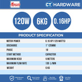 MEPCATO HOME 11 SUBMERSIBLE PUMP 120W | 130L/M | 9M HEAD | 1/2" | 3/4" | ADAPTOR THREAD 1-1/4" ( MANUAL ) [ HOME11 ]