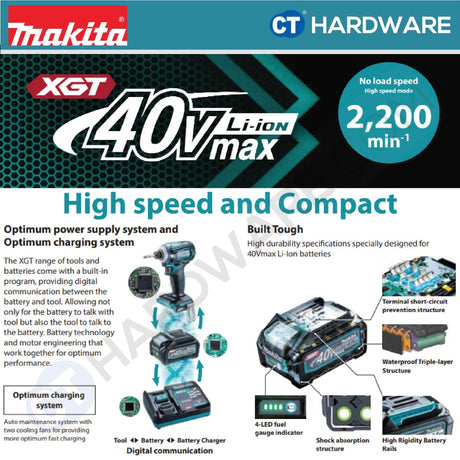 Makita DF002GD201/ GA201/ GZ XGT 40Vmax Cordless Brushless Driver Drill 13mm 65NM (Body Only | 2-Battery)