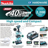MAKITA HP002 GD201 / GA201 / GZ CORDLESS HAMMER DRIVER DRILL 40V 2.0AH 1/2"  600-2200RPM 65NM