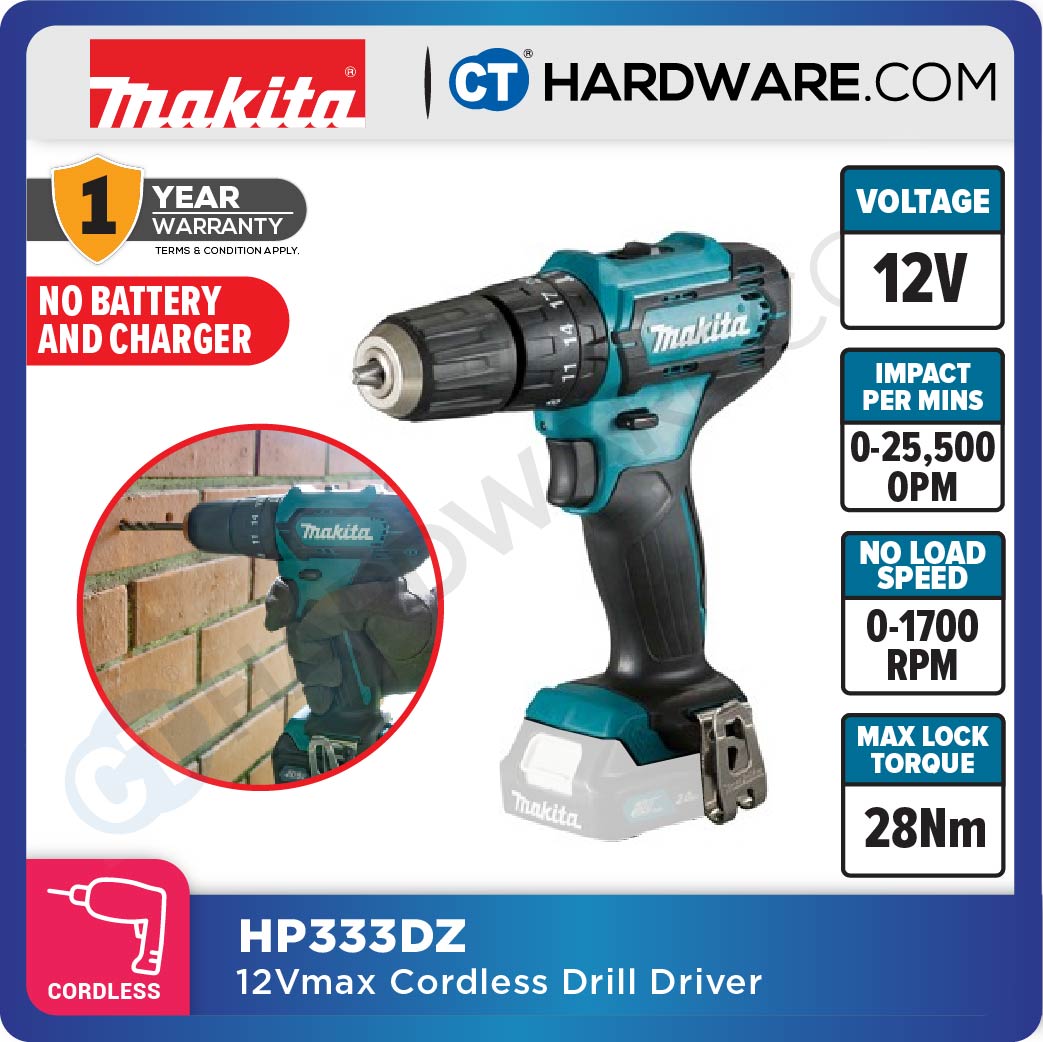 MAKITA HP333DZ | HP333DWYE | HP333DWY | HP333DWAE | HP333DSME CORDLESS HAMMER DRIVER DRILL  12V | 10MM ( 3/8" )