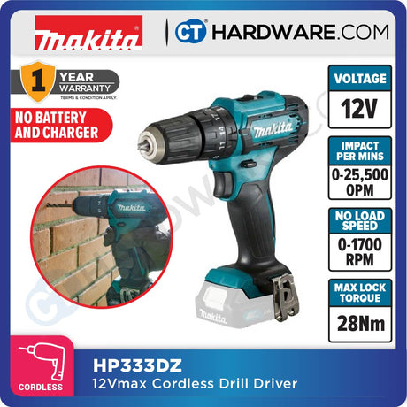 Makita HP333DZ/ DWYE/ DWY/ DWAE/ DSME CXT 12Vmax Cordless Hammer Driver Drill 10mm 28NM (Body Only | 1-Battery | 2-Battery)