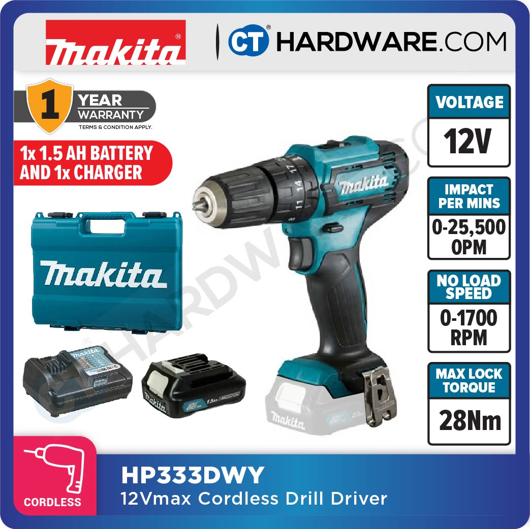 MAKITA HP333DZ | HP333DWYE | HP333DWY | HP333DWAE | HP333DSME CORDLESS HAMMER DRIVER DRILL  12V | 10MM ( 3/8" )