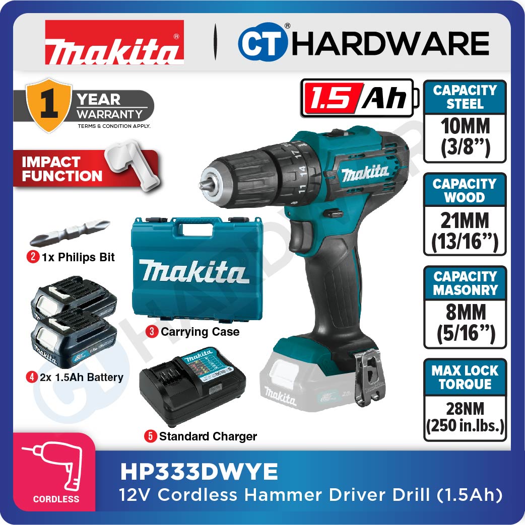 MAKITA HP333DZ | HP333DWYE | HP333DWY | HP333DWAE | HP333DSME CORDLESS HAMMER DRIVER DRILL  12V | 10MM ( 3/8" )