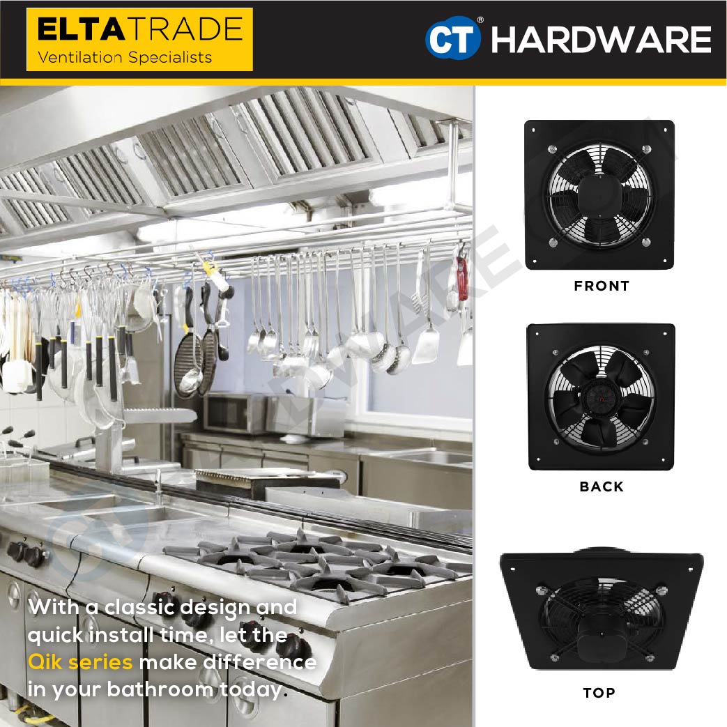 ELTA TRADE HPA 4 - 1A (4 POLES 1 PHASE MOTOR) (10", 12", 14", 16") SQUARE PLATE MOUNT AXIAL FLOW FAN [EXHAUST FAN]