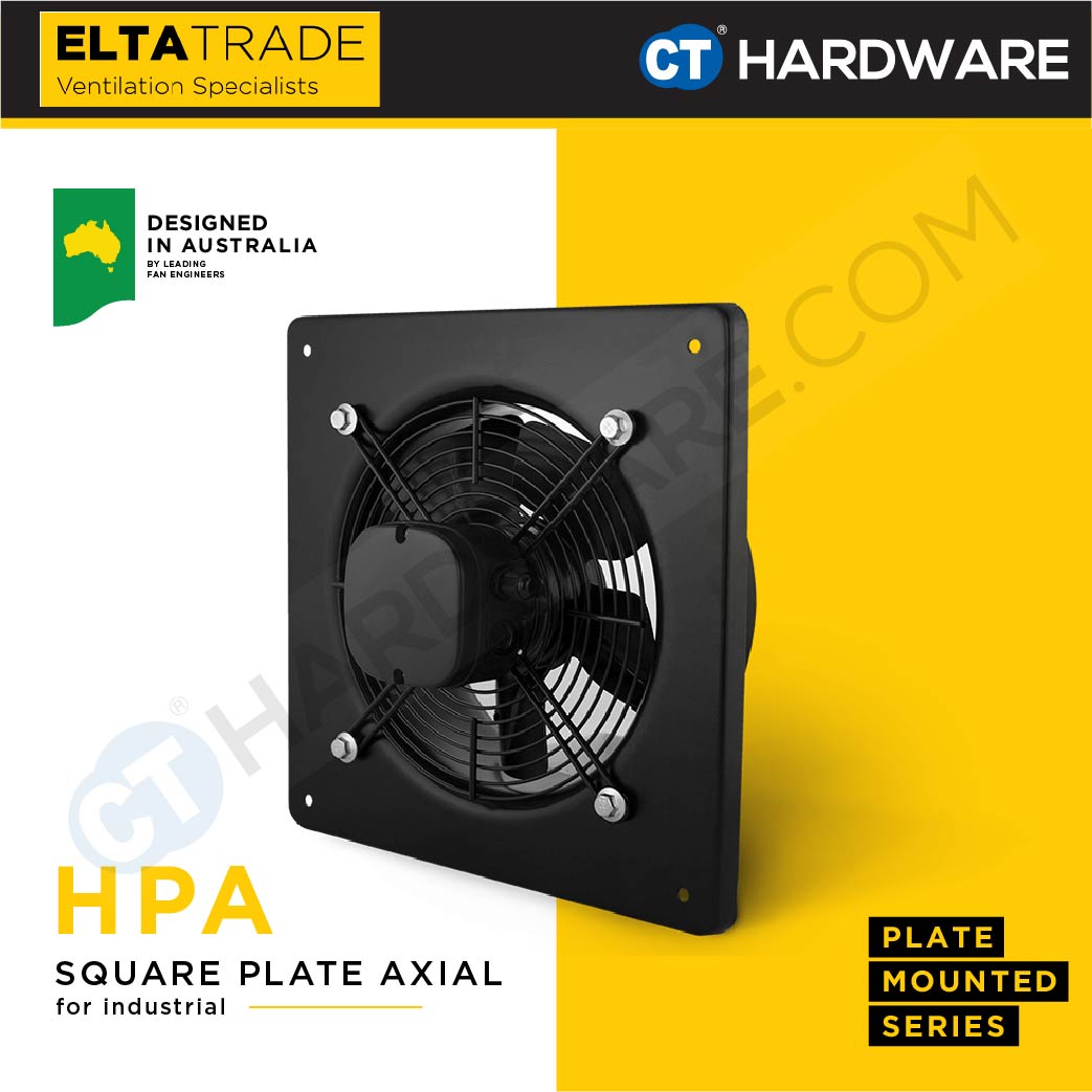 ELTA TRADE HPA 4 - 1A (4 POLES 1 PHASE MOTOR) (10", 12", 14", 16") SQUARE PLATE MOUNT AXIAL FLOW FAN [EXHAUST FAN]