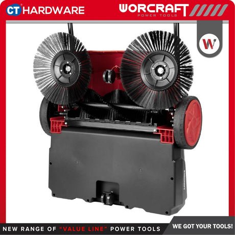 WORCRAFT HPS-650 CORDED HANDLE PUSH SWEEPER 22L | 2000M3/H | SWEEPING WIDTH : 650MM | DISC BRUSH : 260MM