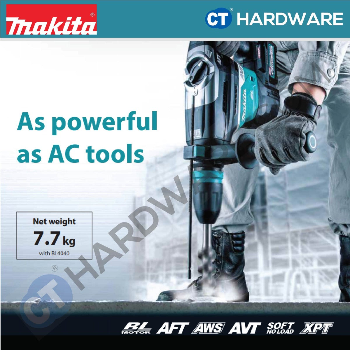 MAKITA HR005 GM201 / GZ CORDLESS ROTARY HAMMER 40V 4.0AH 40MM 8J 1450-2900IPM
