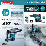 MAKITA HR005 GM201 / GZ CORDLESS ROTARY HAMMER 40V 4.0AH 40MM 8J 1450-2900IPM