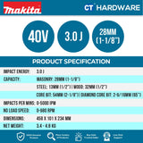 MAKITA HR007 GM201/ GZ CORDLESS COMBINATION HAMMER 40V 1-1/8" 28MM 3.0J 5000IPM