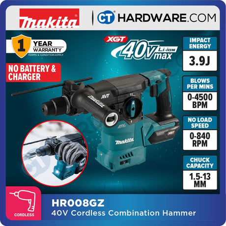 MAKITA HR008GZ | HR008GM201 CORDLESS COMBINATION HAMMER 40V | 30MM | 4500IPM | 3.9J