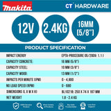 MAKITA HR166DSMJ | HR166DWAJ | HR166DZ CORDLESS ROTARY HAMMER 12V | 16mm (5/8") | 2-MODES
