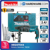MAKITA HR2470X5 ROTARY HAMMER 24MM 780W SET ( 3 MODES )