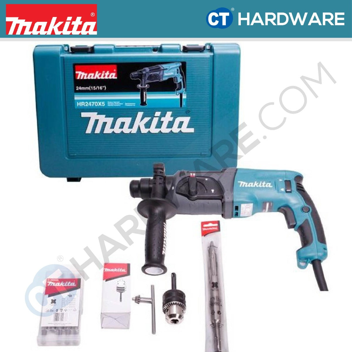 MAKITA HR2470X5 ROTARY HAMMER 24MM 780W SET ( 3 MODES )
