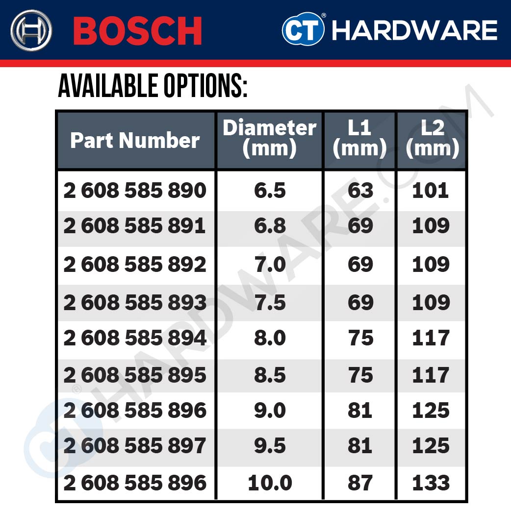 BOSCH HSS-G COBALT DRILL BIT 135° METAL DRILL BIT SIZE 6.5MM TO 10.0MM - 1PC