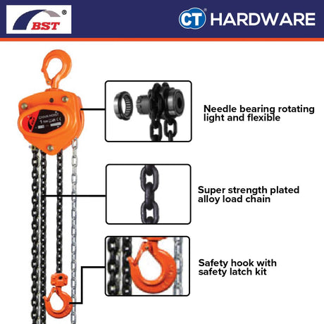 BST HSZ-A619 MANUAL CHAIN BLOCK 1TON | 2TON | 3 TON | 1.5 TON x 5M | HEAVY DUTY | LOAD CHAIN GRADE 80