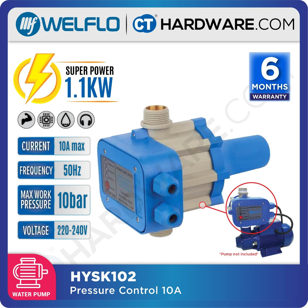 WELFLO HYSK102 PRESSURE CONTROL 10A* ( OMRON RESISTOR ) FOR WATER PUMP
