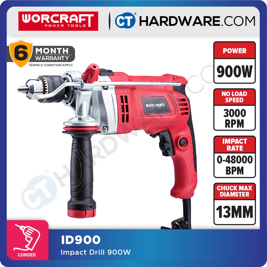 WORCRAFT ID-900 CORDED IMPACT DRILL 13MM | 900W | 3000RPM [ ID900 ]