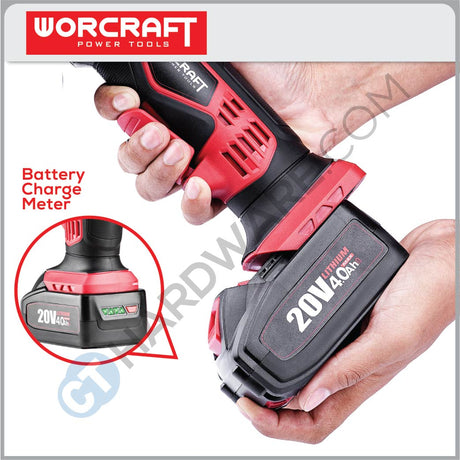 WORCRAFT CAG-S20Li-100MM CORDLESS ANGLE GRINDER 20V | 10000RPM | 100MM | M10 [ CAGS20LI100MM ] [ ONE FOR ALL ]