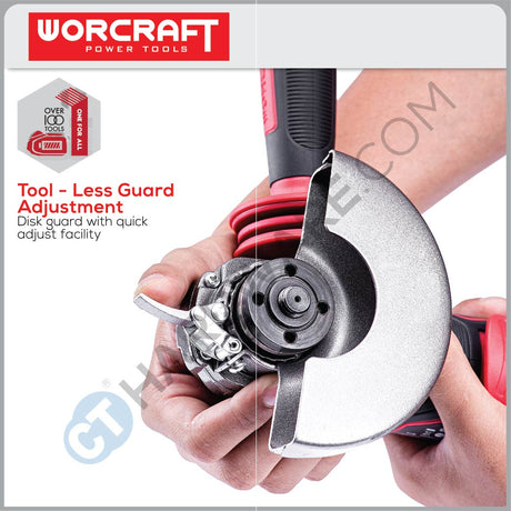 WORCRAFT CAG-S20Li-100MM CORDLESS ANGLE GRINDER 20V | 10000RPM | 100MM | M10 [ CAGS20LI100MM ] [ ONE FOR ALL ]