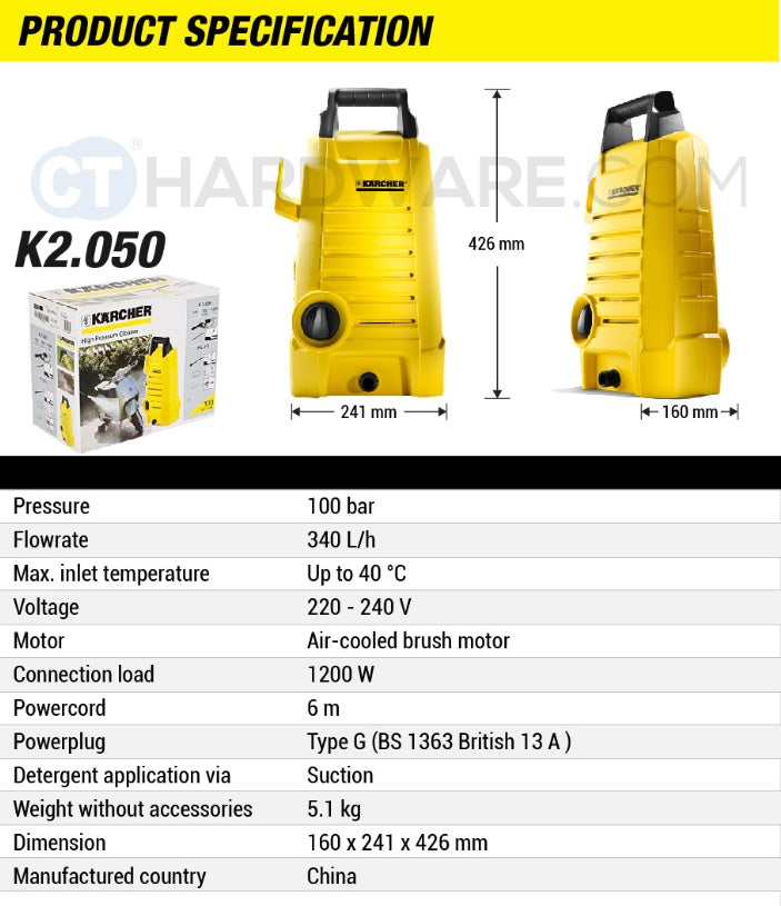 [COMBO-BUNDLE] Karcher K2.050 High Pressure Washer + WD 1 CLASSIC Vacuum Cleaner [K2050 + WD1CLASSIC]