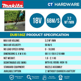MAKITA DUB186Z CORDLESS BLOWER 18V LXT 92.4DBA 18000RPM NO BATTERY & CHARGER ( SOLO )