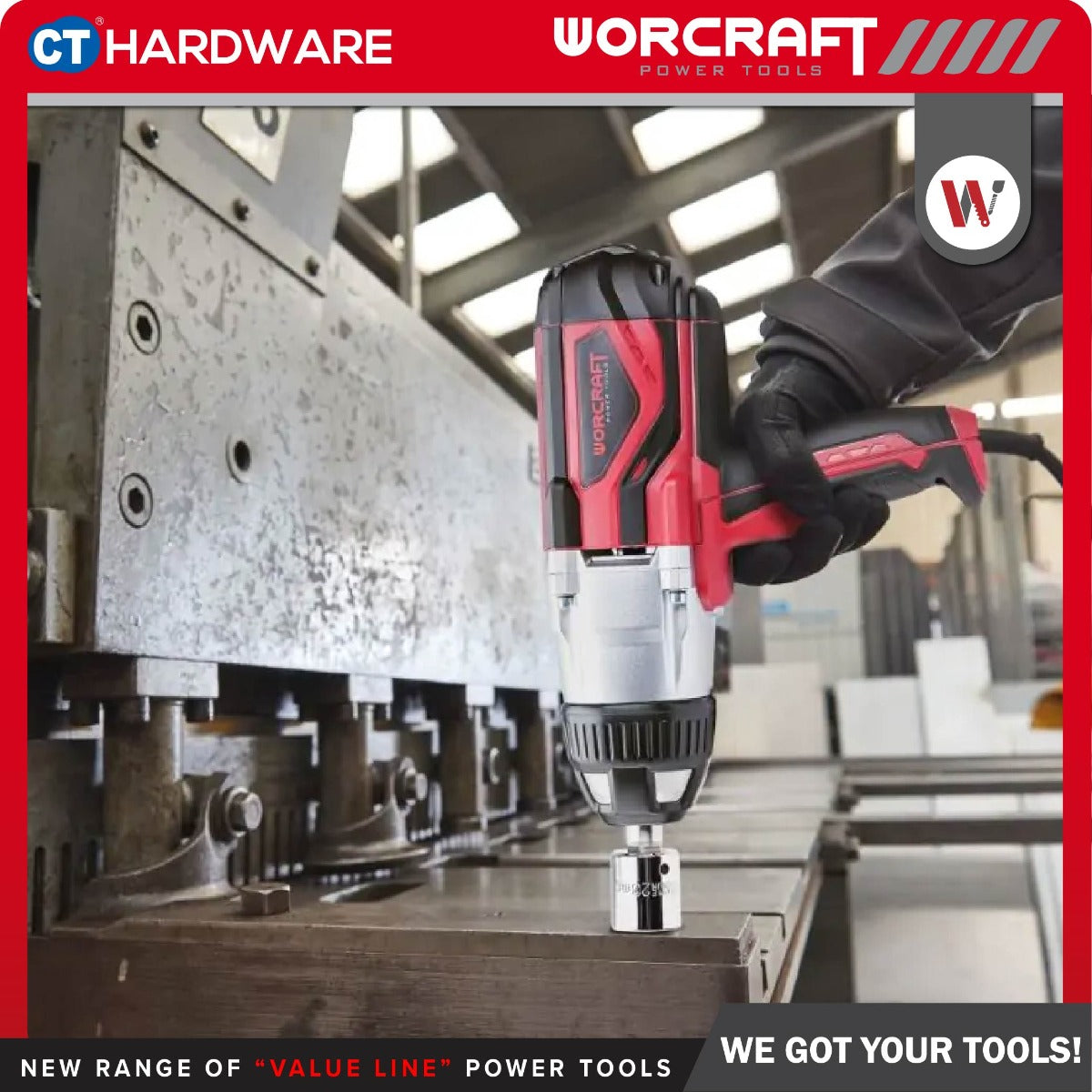 WORCRAFT IW1000A CORDED IMPACT WRENCH 1020W | 500Nm | 2600RPM | 2700BPM | 1/2" SQUARE HEAD