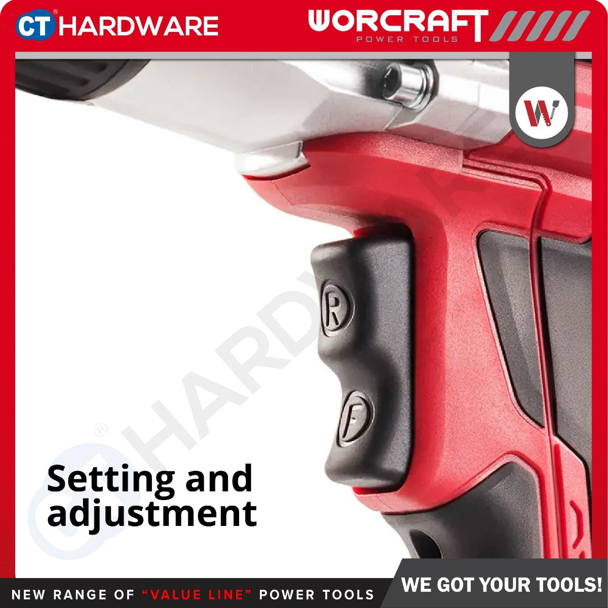 WORCRAFT IW1000A CORDED IMPACT WRENCH 1020W | 500Nm | 2600RPM | 2700BPM | 1/2" SQUARE HEAD