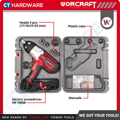 WORCRAFT IW1000A CORDED IMPACT WRENCH 1020W | 500Nm | 2600RPM | 2700BPM | 1/2" SQUARE HEAD