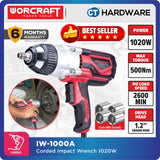 WORCRAFT IW1000A CORDED IMPACT WRENCH 1020W | 500Nm | 2600RPM | 2700BPM | 1/2" SQUARE HEAD