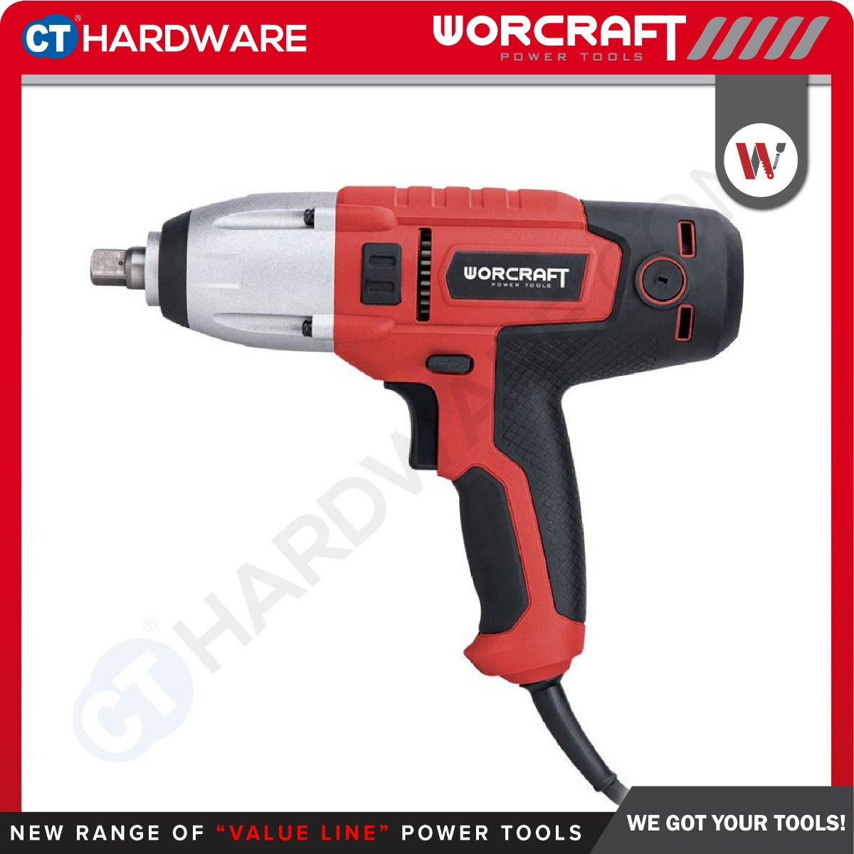 WORCRAFT IW-500  IMPACT WRENCH 450W | 1/2" SHANK | 8-30MM COME WITH SOCKET SIZE 17,19,21,23MM [ IW500 ]