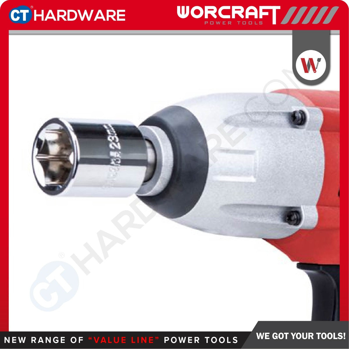 WORCRAFT IW-500  IMPACT WRENCH 450W | 1/2" SHANK | 8-30MM COME WITH SOCKET SIZE 17,19,21,23MM [ IW500 ]