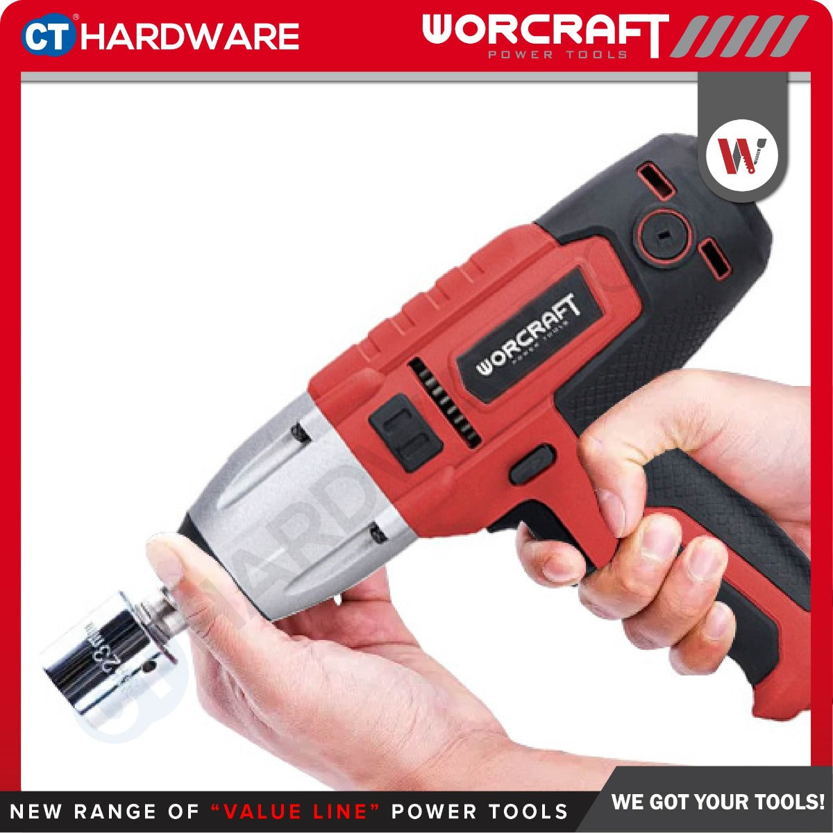 WORCRAFT IW-500  IMPACT WRENCH 450W | 1/2" SHANK | 8-30MM COME WITH SOCKET SIZE 17,19,21,23MM [ IW500 ]