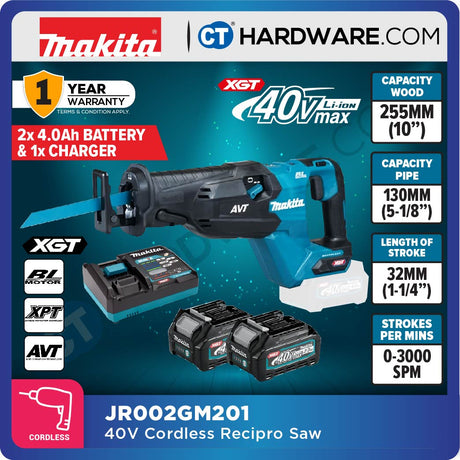 MAKITA JR002GM201 / JR002GZ CORDLESS RECIPRO SAW 40V | 32MM (1-1/4") | 3000RPM [ JR002G ]