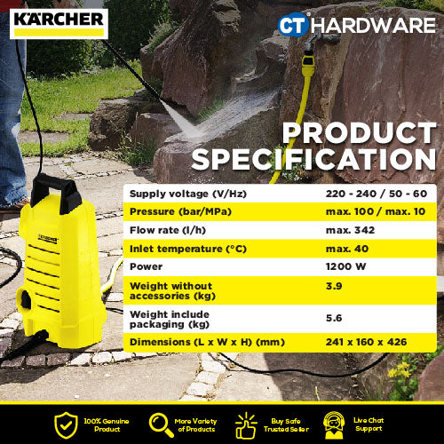 Karcher K2.050 High Pressure Washer 1400W 120 Bar 5.7lpm [K2050