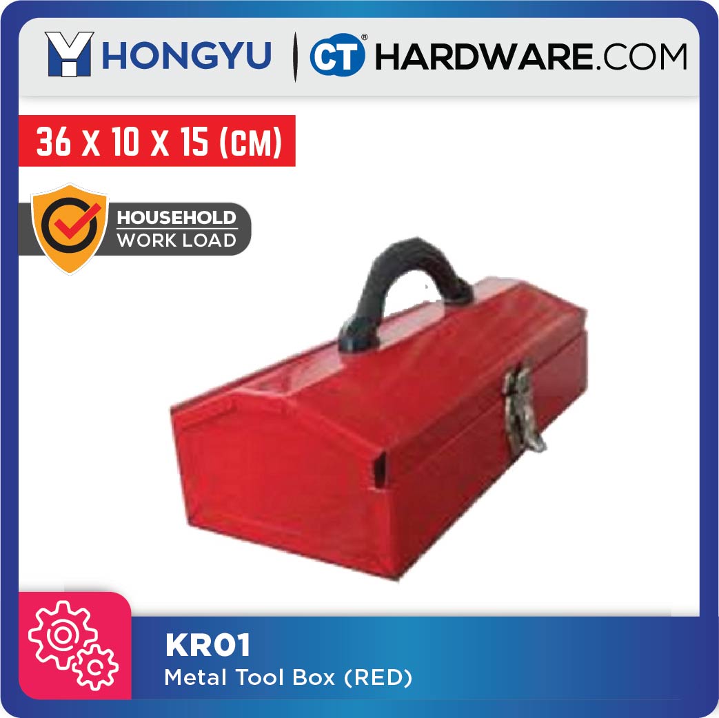 HONG YU KR01 METAL TOOL BOX ( RED ) 360MM X 100MM X 155MM = JS01