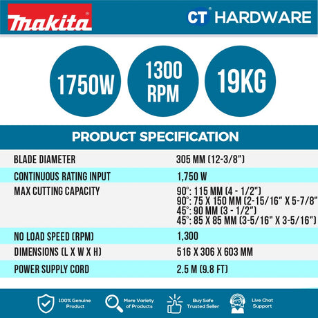 MAKITA LC1230 CUT OFF MACHINE 12" METAL CUTTING COLD CUT 305MM 1750W 1300RPM ( DRY CUTTER )
