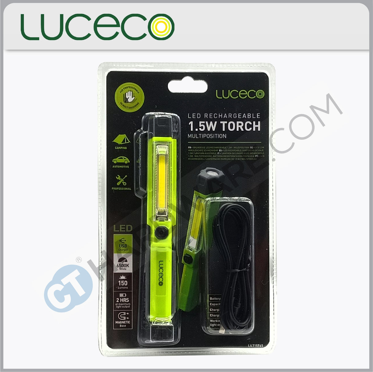 Luceco LILT15T65 LED Rechargeable Mini Tilt Inspection Torch 1.5W