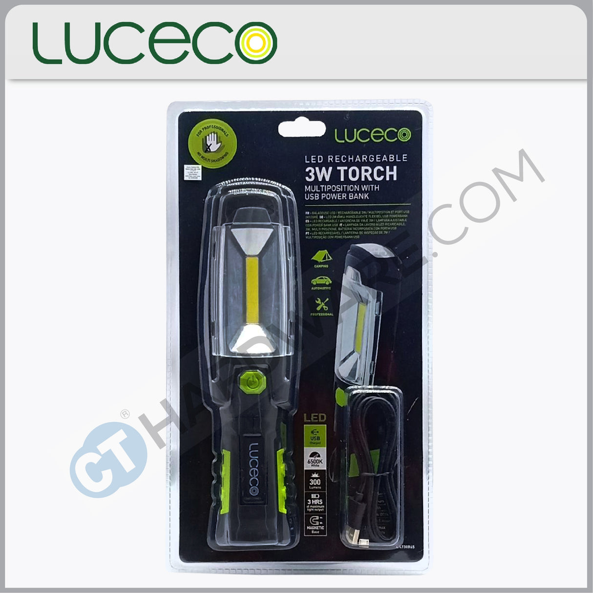 LUCECO LILT30R65 LED Rechargeable Multiposition Worklight 3W