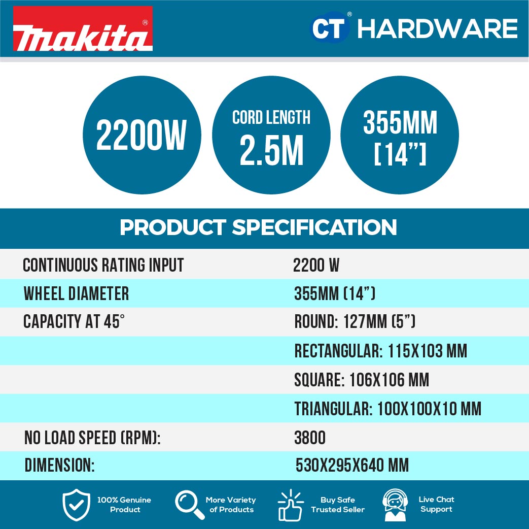 MAKITA LW1401 355MM (14″) – PORTABLE CUT-OFF  MACHINE