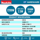 MAKITA LW1401 355MM (14″) – PORTABLE CUT-OFF  MACHINE