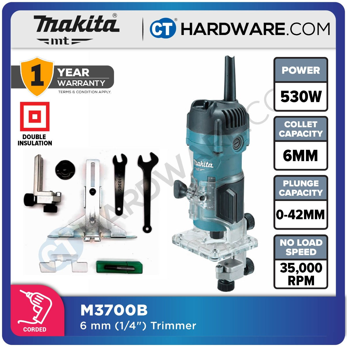 MAKITA M3700B CORDED TRIMMER 530W | 35000RPM [ MT SERIES ]
