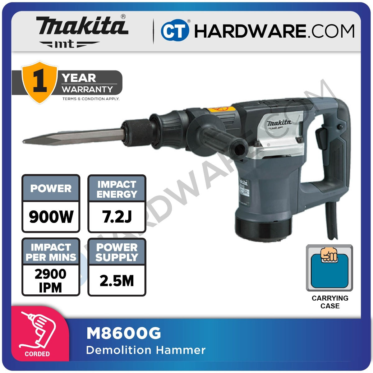 Makita-MT M8600B DEMOLITION HAMMER (MT SERIES) – CT Hardware Online