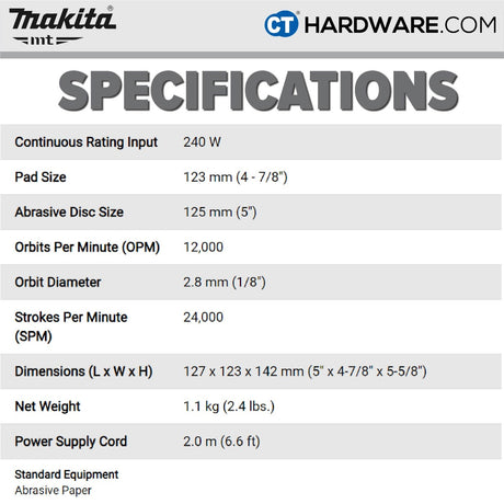 Makita MT M9202B Random Orbit Sander 180W 5" (125mm)