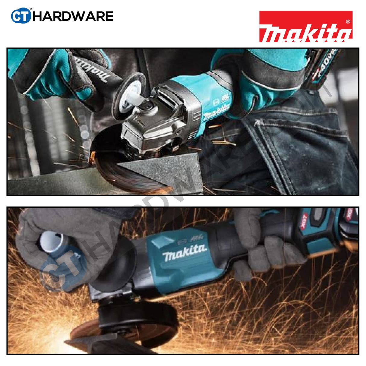 Makita GA021GM201 Cordless Brushless Angle Grinder 40V 4" 100mm 8500Rpm C/W 2x 4.0Ah Battery & 1x Fast Charger