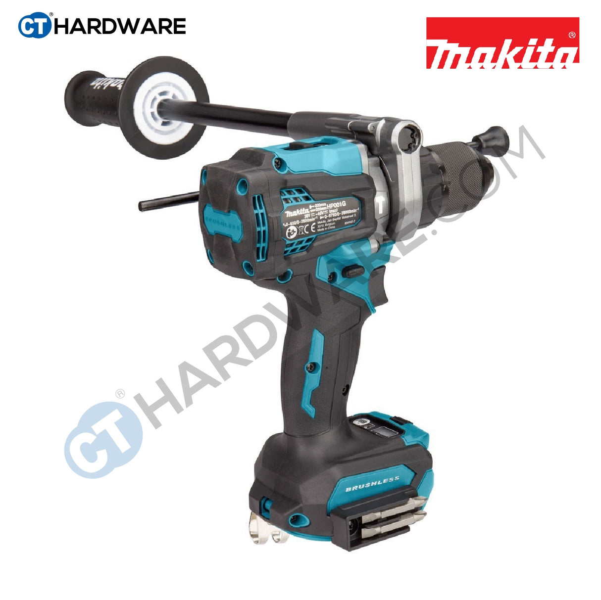 Makita HP001GD201 Cordless Brushless Hammer Driver Drill 40V 13mm C/W 2x 2.5AH Battery & 1x Fast Charger