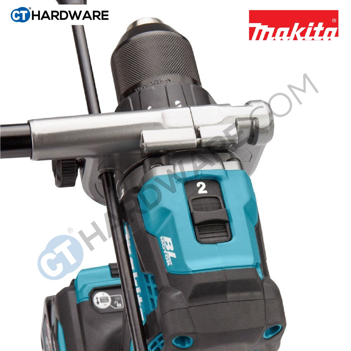 Makita HP001GD201 Cordless Brushless Hammer Driver Drill 40V 13mm C/W 2x 2.5AH Battery & 1x Fast Charger