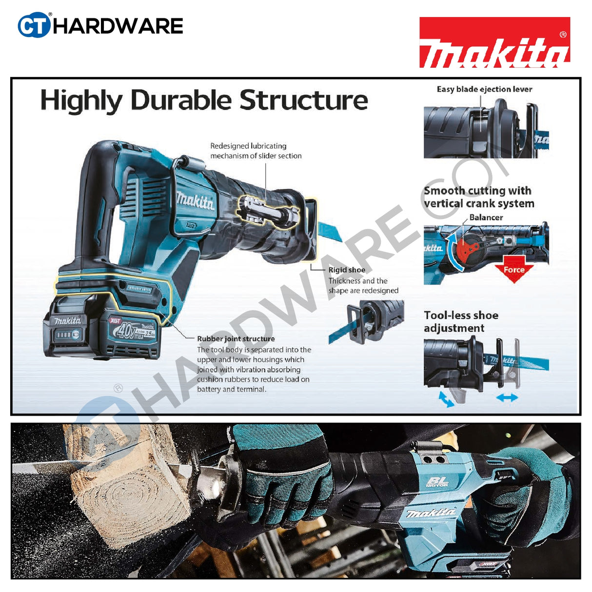 MAKITA JR001GM201 CORDLESS CORDLESS CIRCULAR SAW 1-1/4" 32MM 40V 2300-3000RPM C/W 2PCS 4.0AH BATT & FAST CHARGE