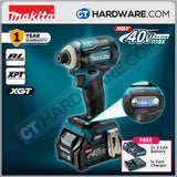 Makita TD001GD201 Cordless Brushless Impact Driver 40V 1/4" 6.35mm 220Nm C/W 2x 2.5Ah Battery & 1xFast Charger