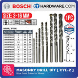 BOSCH MASONRY CYL-2 STRAIGHT SHANK DRILL BIT SIZE 3 TO 16 MM - 1PC