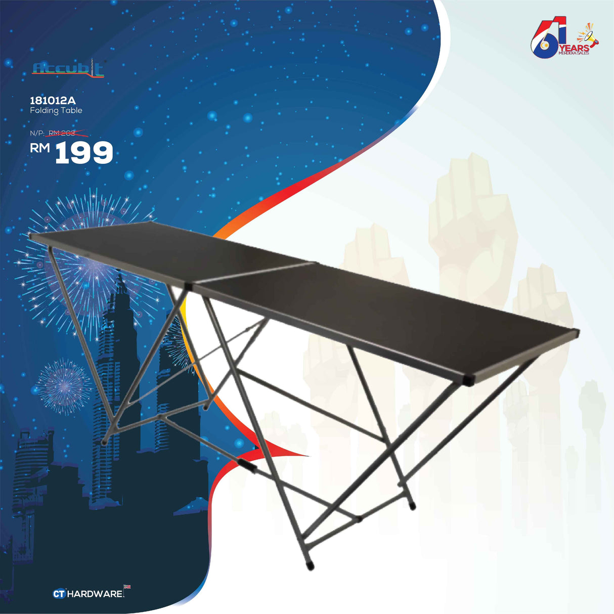Accubit 181012A Aluminium Folding Table